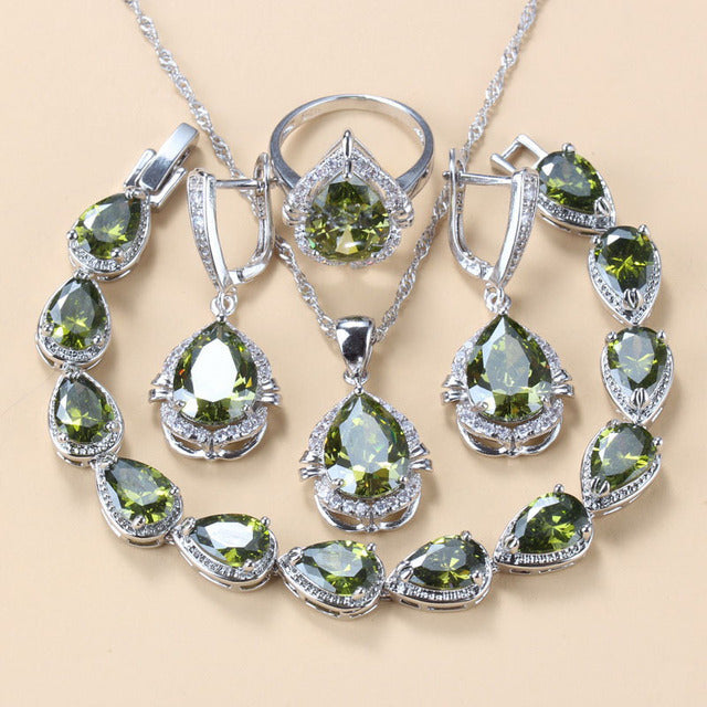 Diamond Treated Copper Jewelry Set - 4 Piece