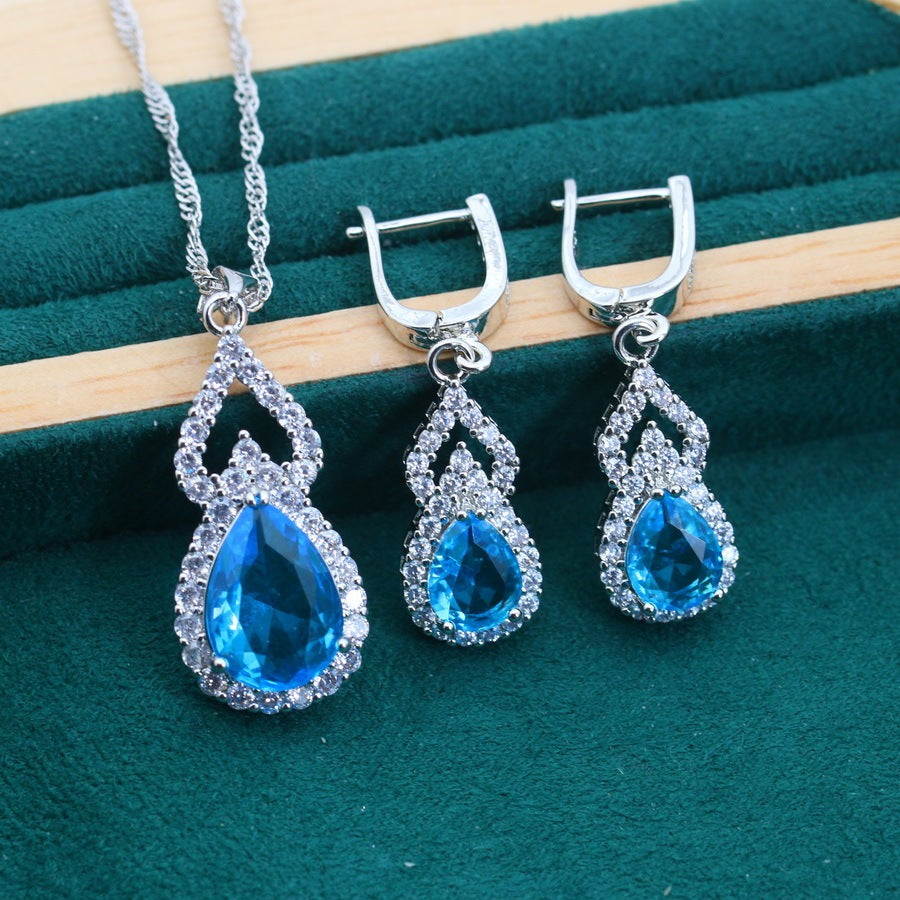 Copper Zircon Jewelry Set - 3 Pieces