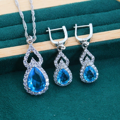 Copper Zircon Jewelry Set - 3 Pieces