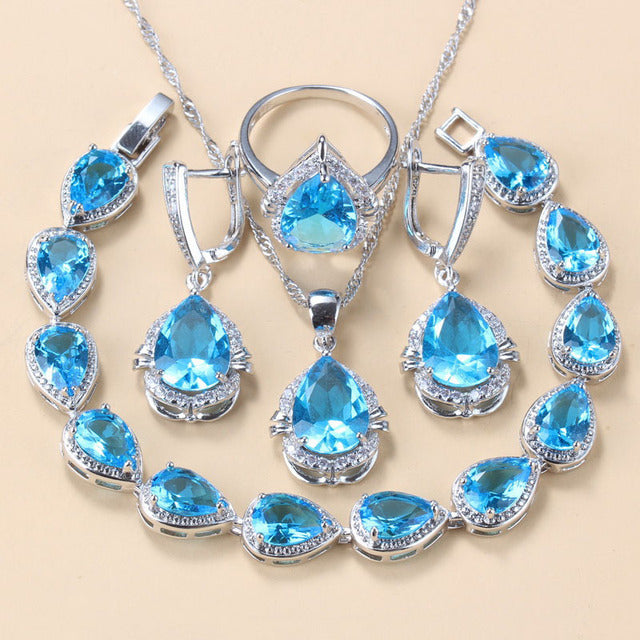 Diamond Treated Copper Jewelry Set - 4 Piece