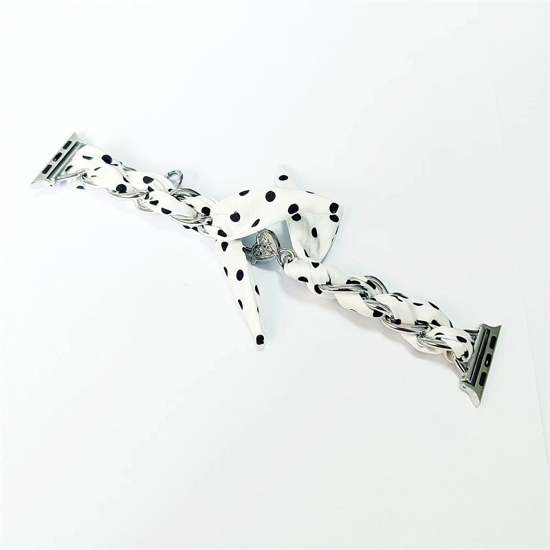 Silk Scarf Metal Watch Strap
