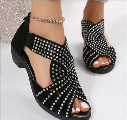 Black Artificial PU Sandals