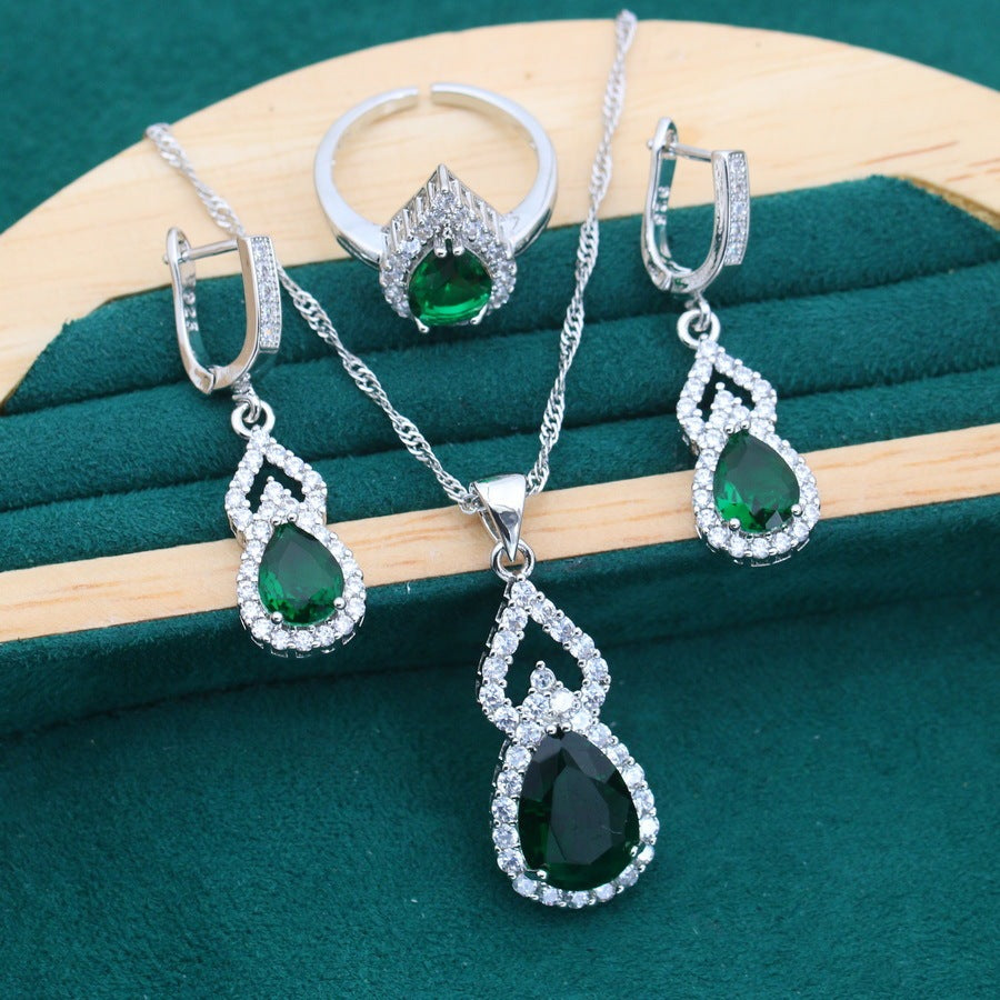 Copper Zircon Jewelry Set - 3 Pieces