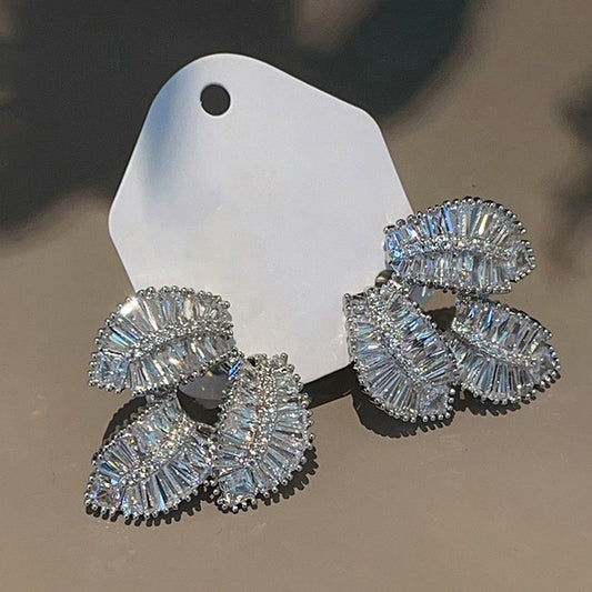 Zircon Leaf Geometric Niche Earrings