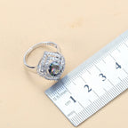 Inlaid Gemstone Pendant Earrings Necklace And Ring For Women 4 PCs Set The Max Mall