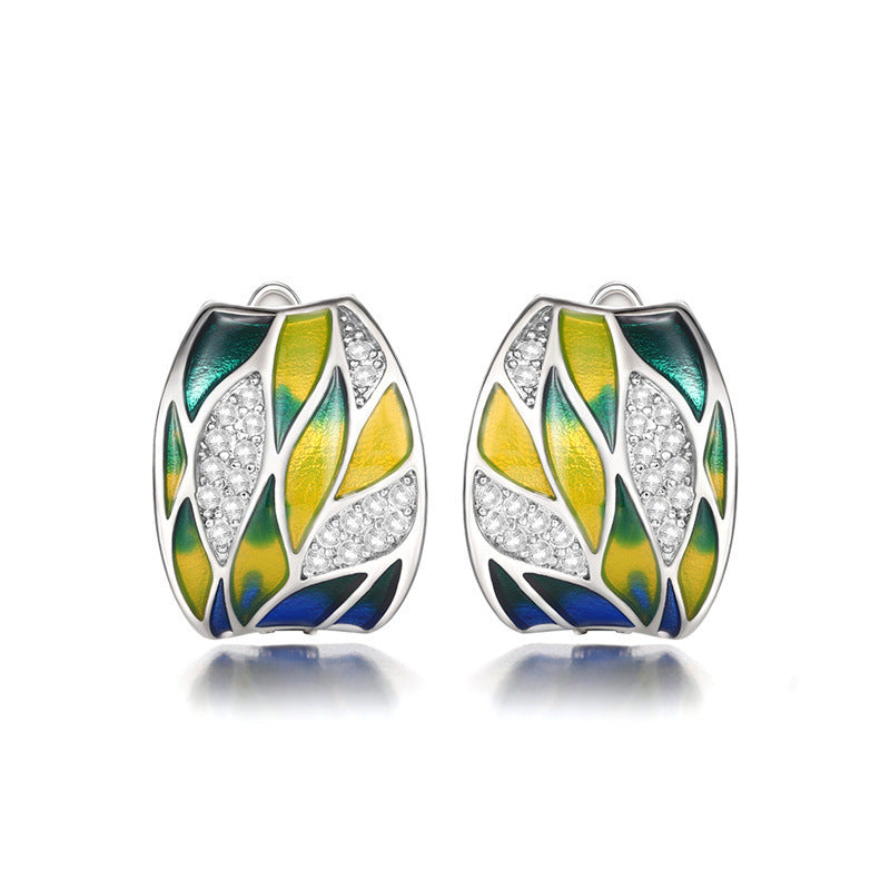Dripping Oil Leaf Pastoral Earrings