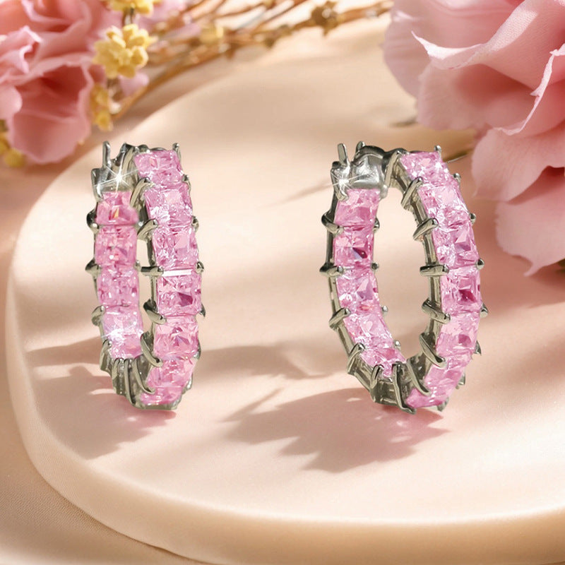 Natural Copper Zircon Circle Earrings