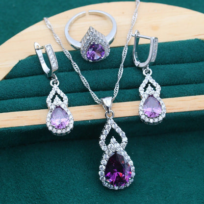 Copper Zircon Jewelry Set - 3 Pieces