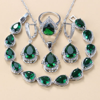 Diamond Treated Copper Jewelry Set - 4 Piece