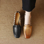 Chunky Heel Square Toe Shoes - Cloth The Max Mall