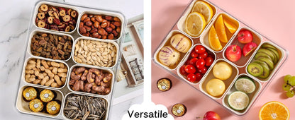 Premium Divided Serving Tray with Secure Lid and Ergonomic Handle