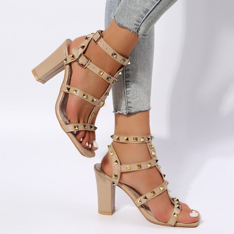 European Roman Sandals - Square Toe PU