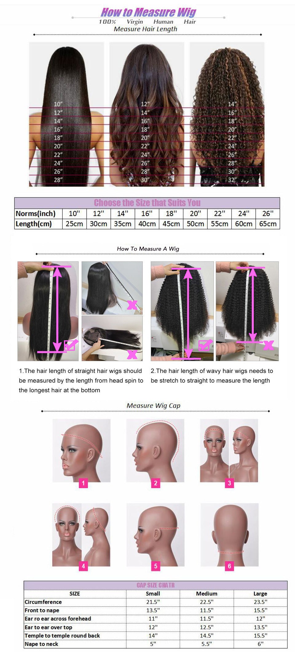 Real Human Hair Medium Long Wig