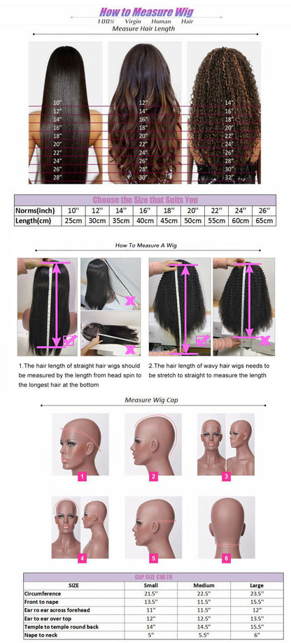 Real Human Hair Medium Long Wig